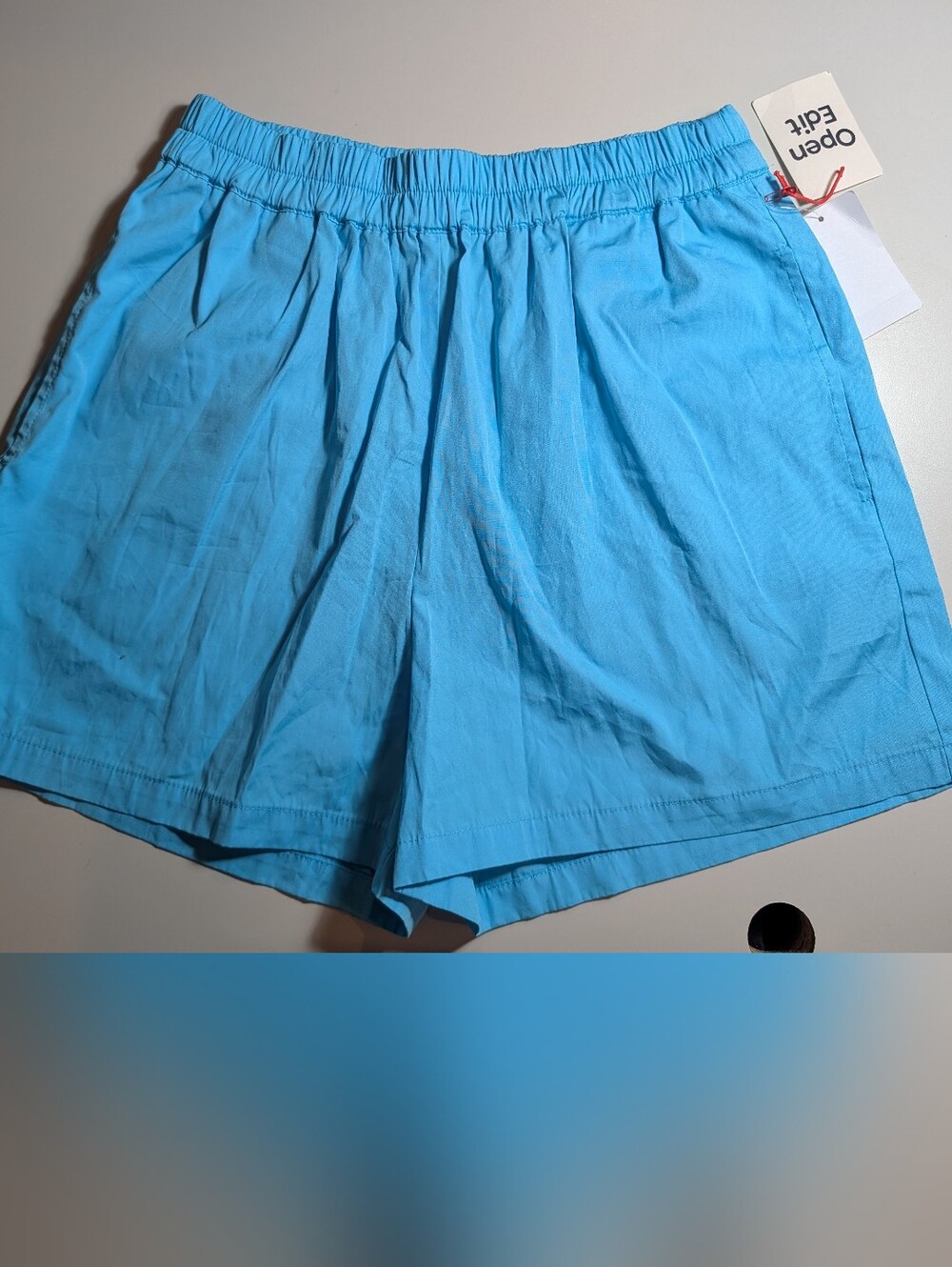Open Edit Woman's Small Bright Blue Casual Elastic Waist Shorts NWT